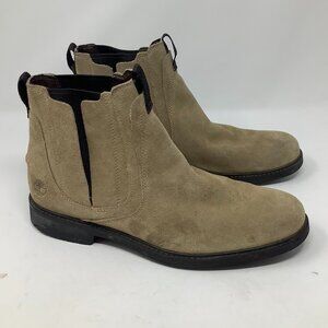Timberland men's chelsea boots 11 M suede pull-on taupe beige